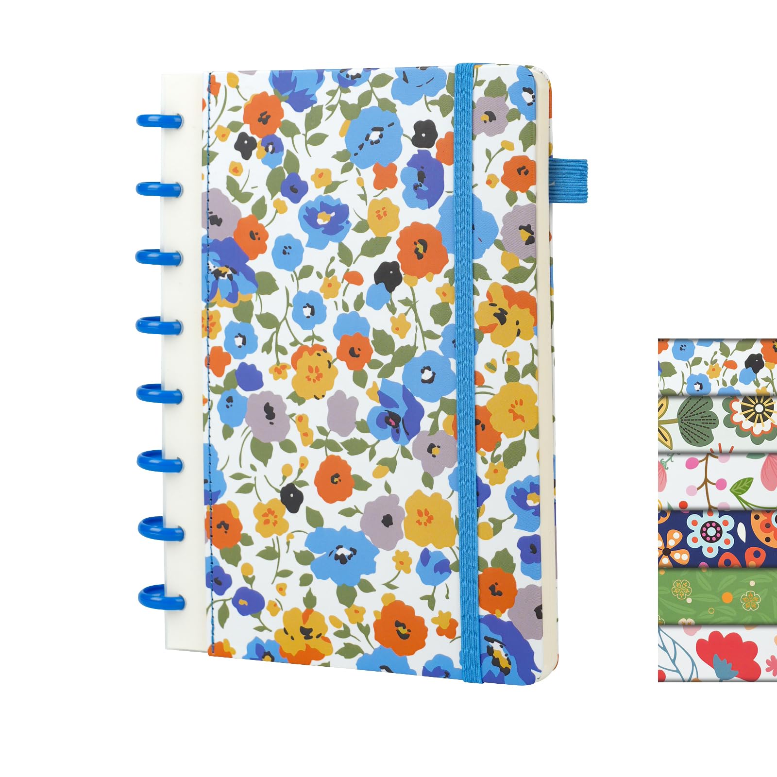 Carnet de notes A5 discbound ligné de 160 pages avec motif Fleur 5