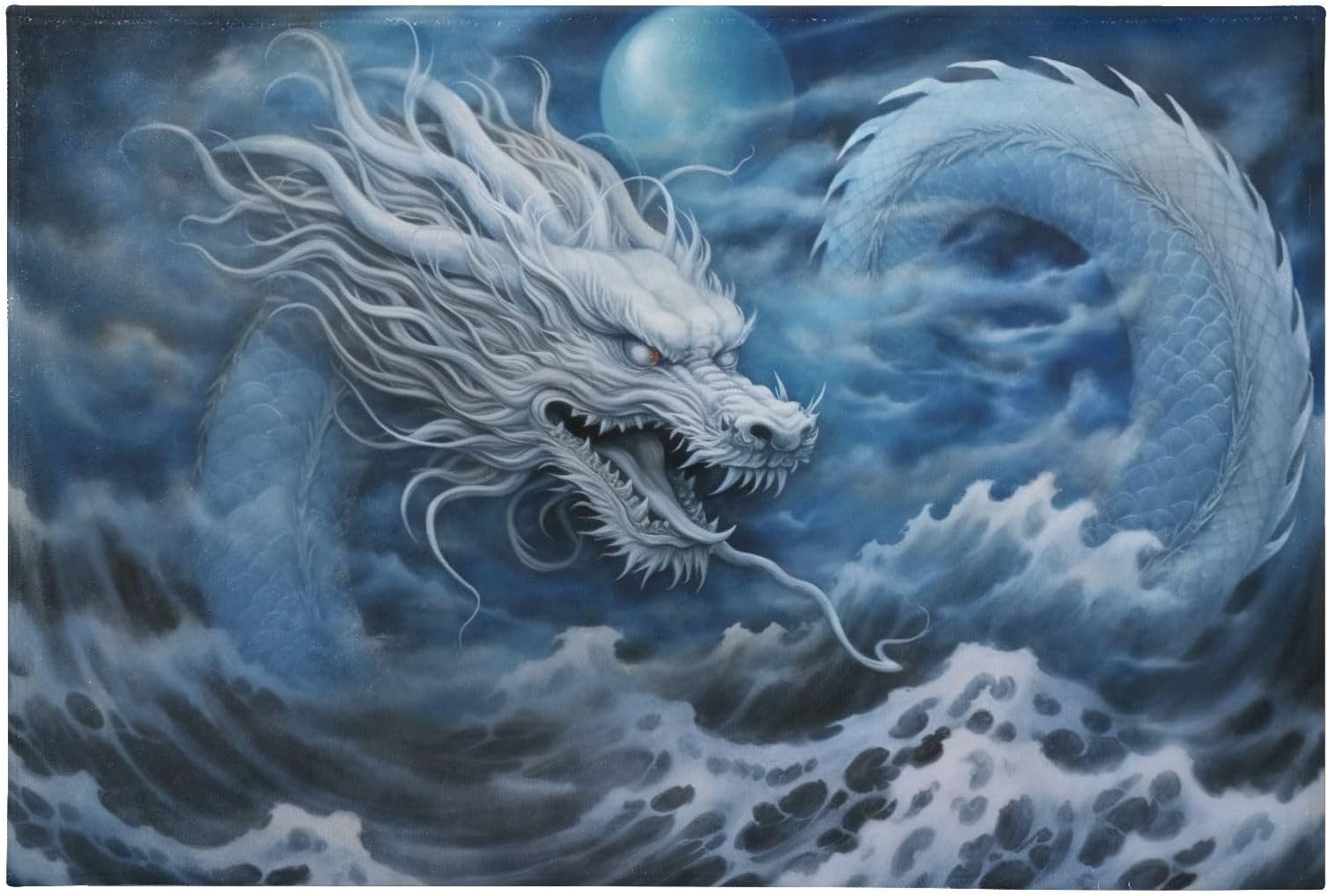 YETTASBIN Large Doormat 24 x 36 Inch - Dragon Ocean Soft Washable Floor Mat Super Absorbent Low Profile Entry Rug with Non-Slip Rubber Back for Front Door, Kitchen, Bedroom, Indoor Outdoor