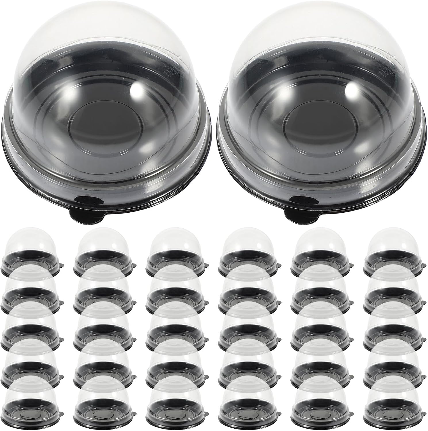 MAGICLULU Egg Yolk Puff round Baking Packaging Boxes with Dome 50pcs Black Cake Packing Containers for Dessert Wrapping and Traditional Pastry Storage Home Baking Supplies