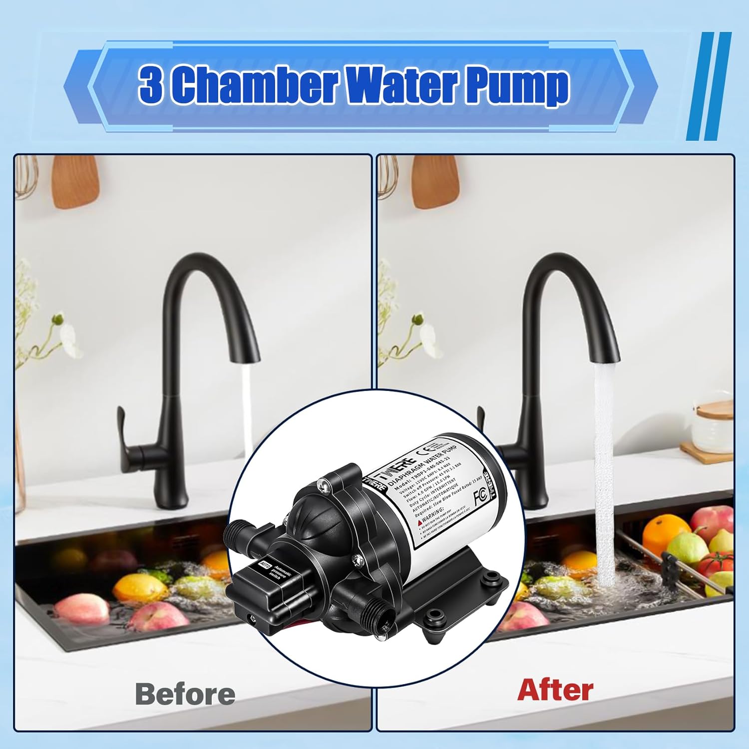 Sprayer Pump,12V DC Self Priming Water Pressure Pump 4.0GPM 45PSI with Pressure Switch for Agricultural Spraying Camper Yacht Garden RV Shower Sprayer,12V Sprayer Pump-Corrosion Resistant