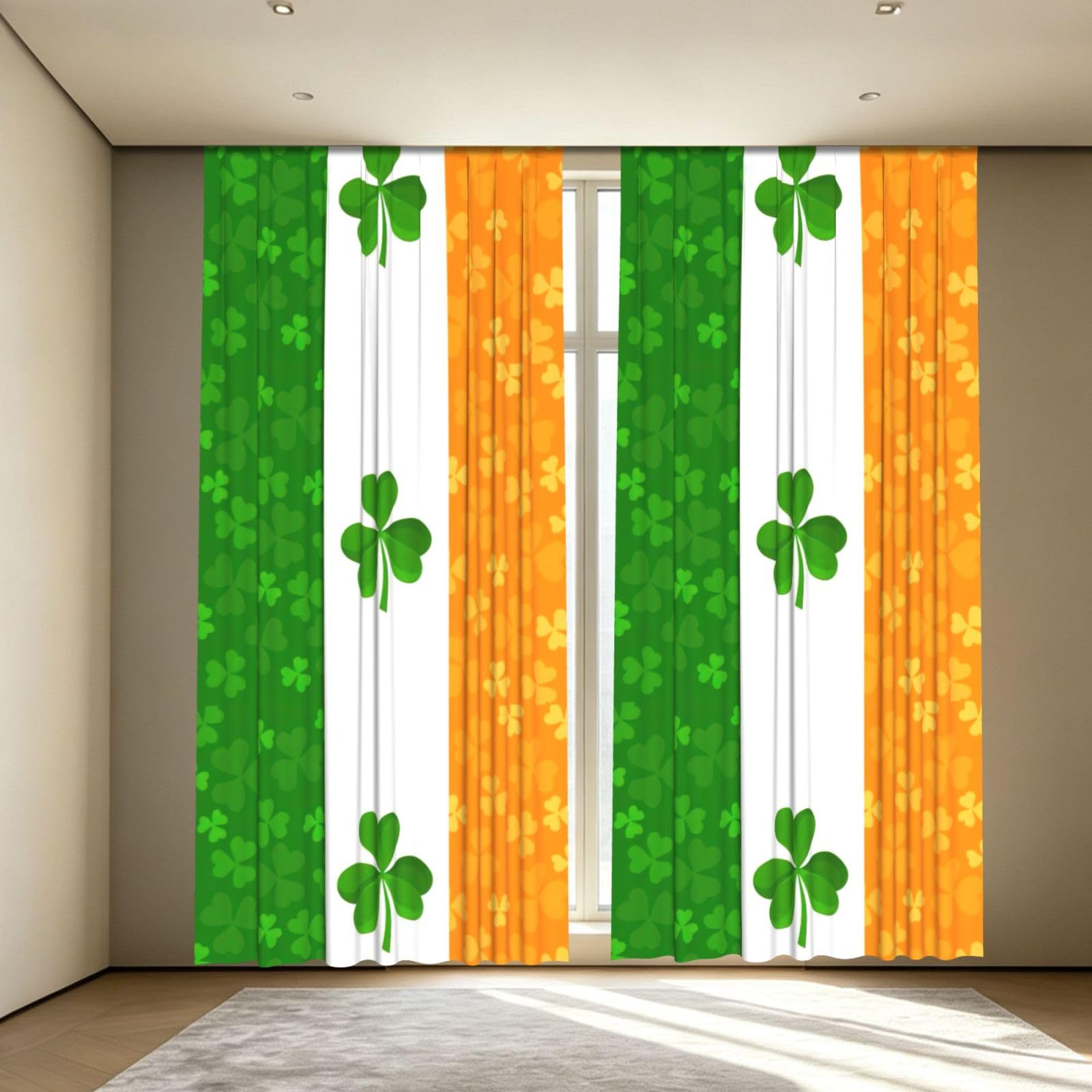 Yyoretp irish flag Print Blackout Curtains for Living Room Bedroom Thermal Insulated Window Drapes.