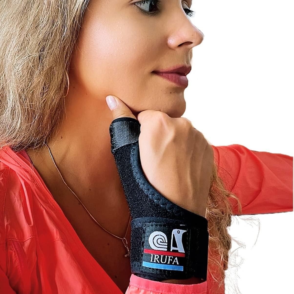 IRUFA,TB-OS-32,3D Breathable Patented Elastic Fabric Reversible CMC Joint Thumb Stabilizer, Thumb Spica, Abducted Thumb for BlackBerry Thumb, Trigger Finger, Thumb Splint (S)