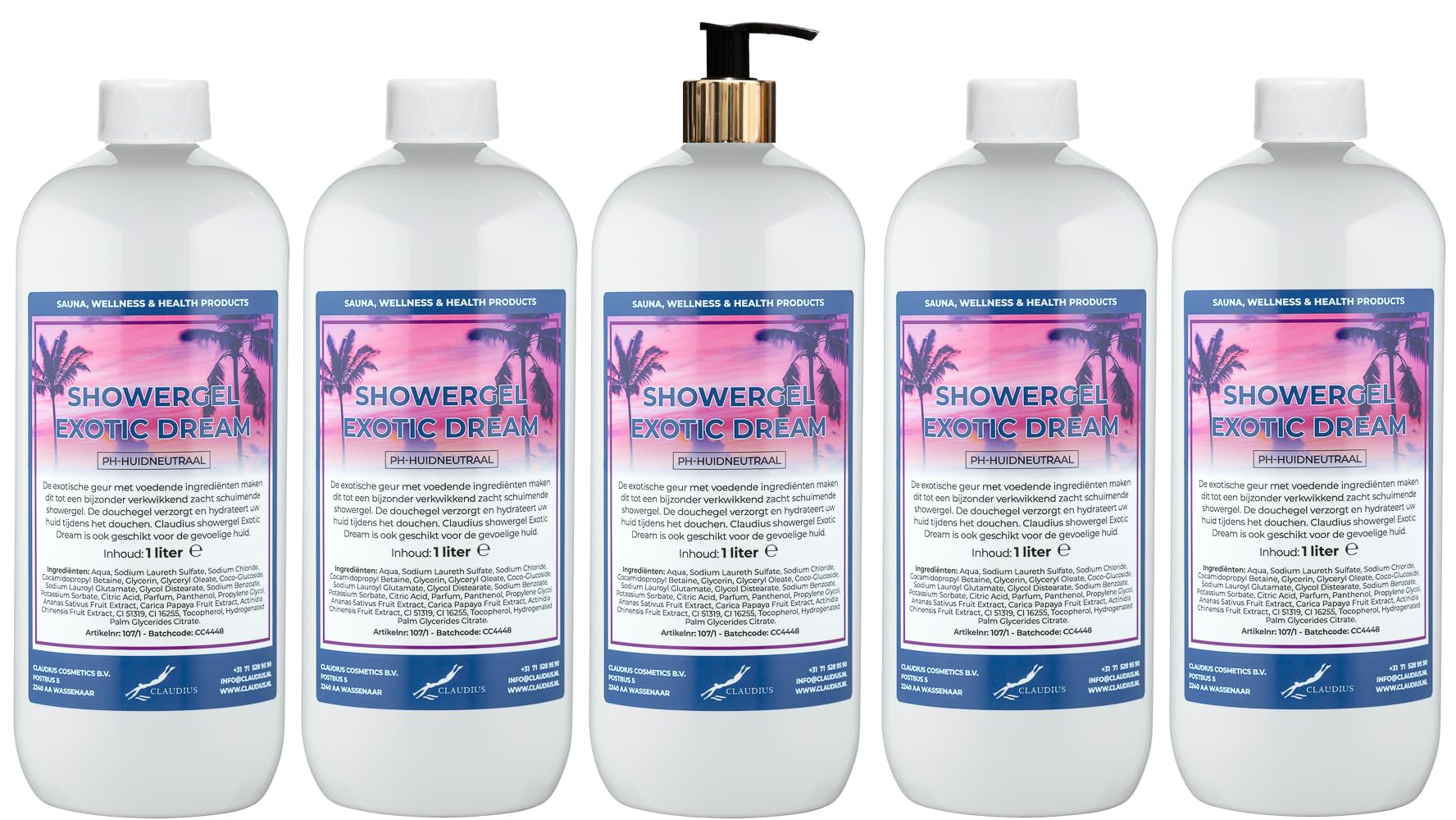 Duschgel Exotic Dream 5 x 1 Liter mit goldener Pumpe