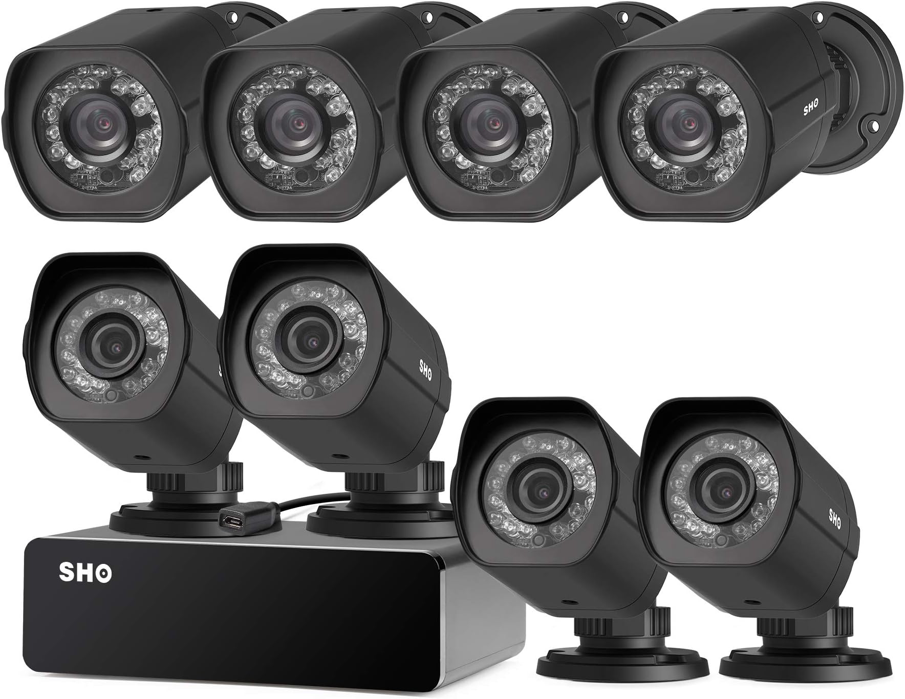 Zmodo 8 Pack 720P HD Weatherproof sPoE Security Camera w/8CH sPoE Repeater for Power & Data Transmission, Remote Monitoring,Free 6-Month Cloud Service for Recording(Activation Code: FISH1C08)