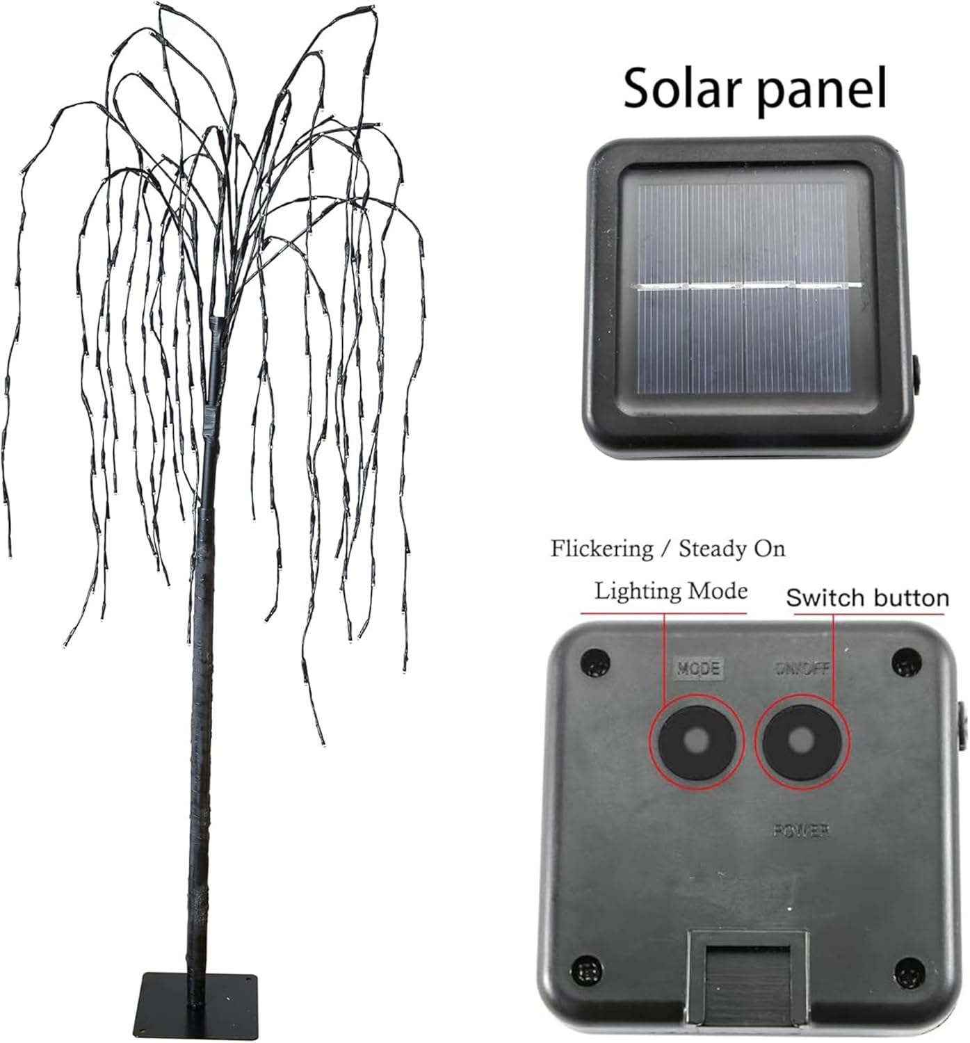 FUCHSUN 4.6 FT 200 LED Solar Lighted Willow Tree Outdoor, Light Up Weeping Willow Tree Garden Pathway Lights, Outside Decor Home Patio Yard Party Wedding Christmas Decorations (Warm White)