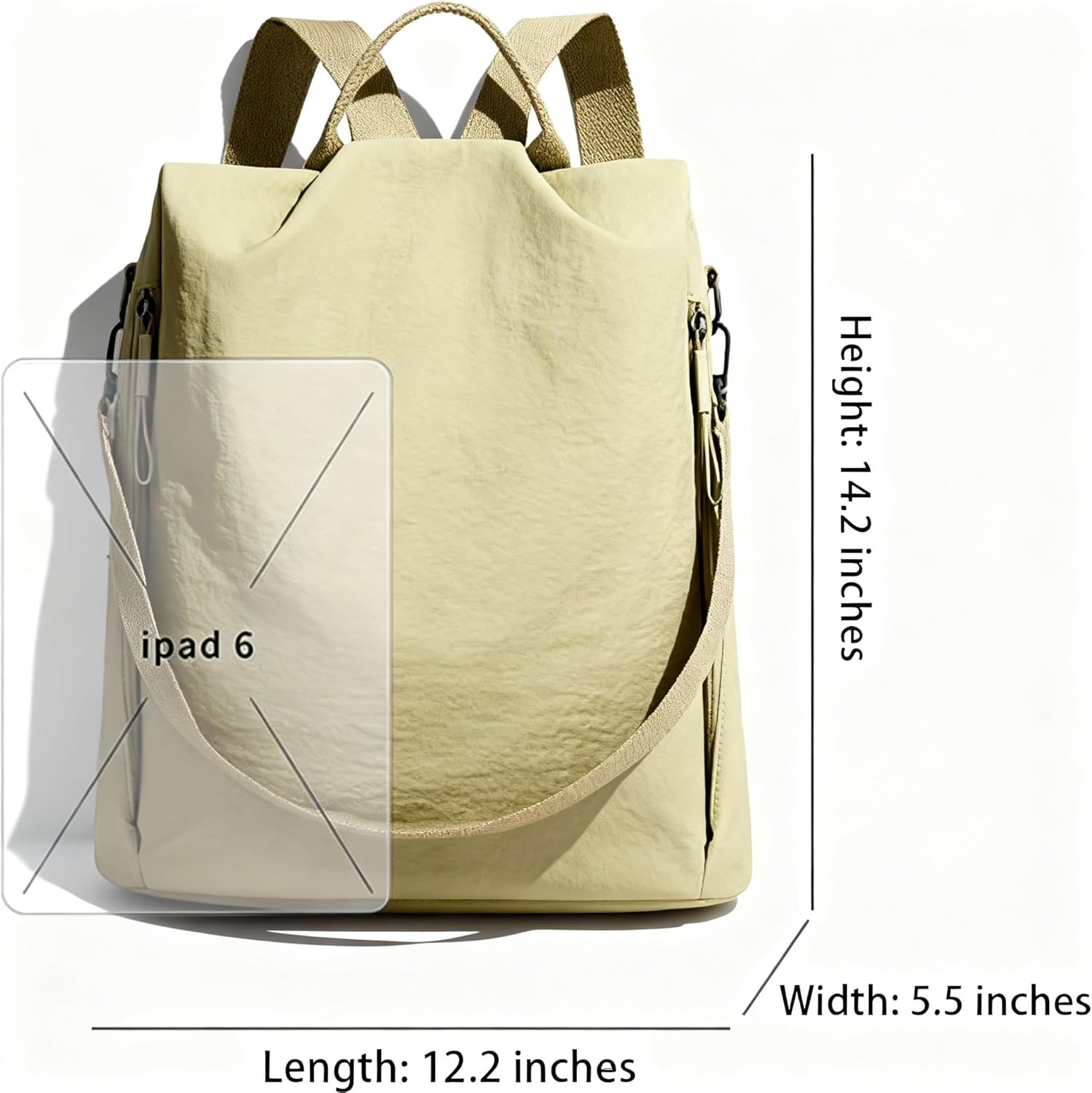 Convertible Nylon Backpack, Casual Lightweight Daypack Shoulder Bag, Multi-Way Carrying Design (Coffee Brown)