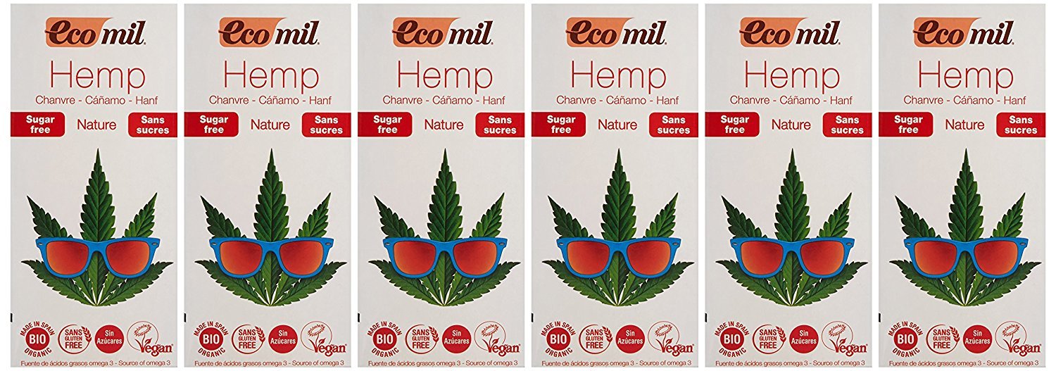 Ecomil Lot de 6 lait de chanvre bio sans sucre 1 l