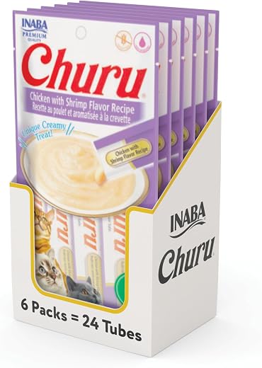 Inaba Churu Cat Treats, Chicken with Shrimp Recipe (Pack of 6, 56 GMS per Pack)