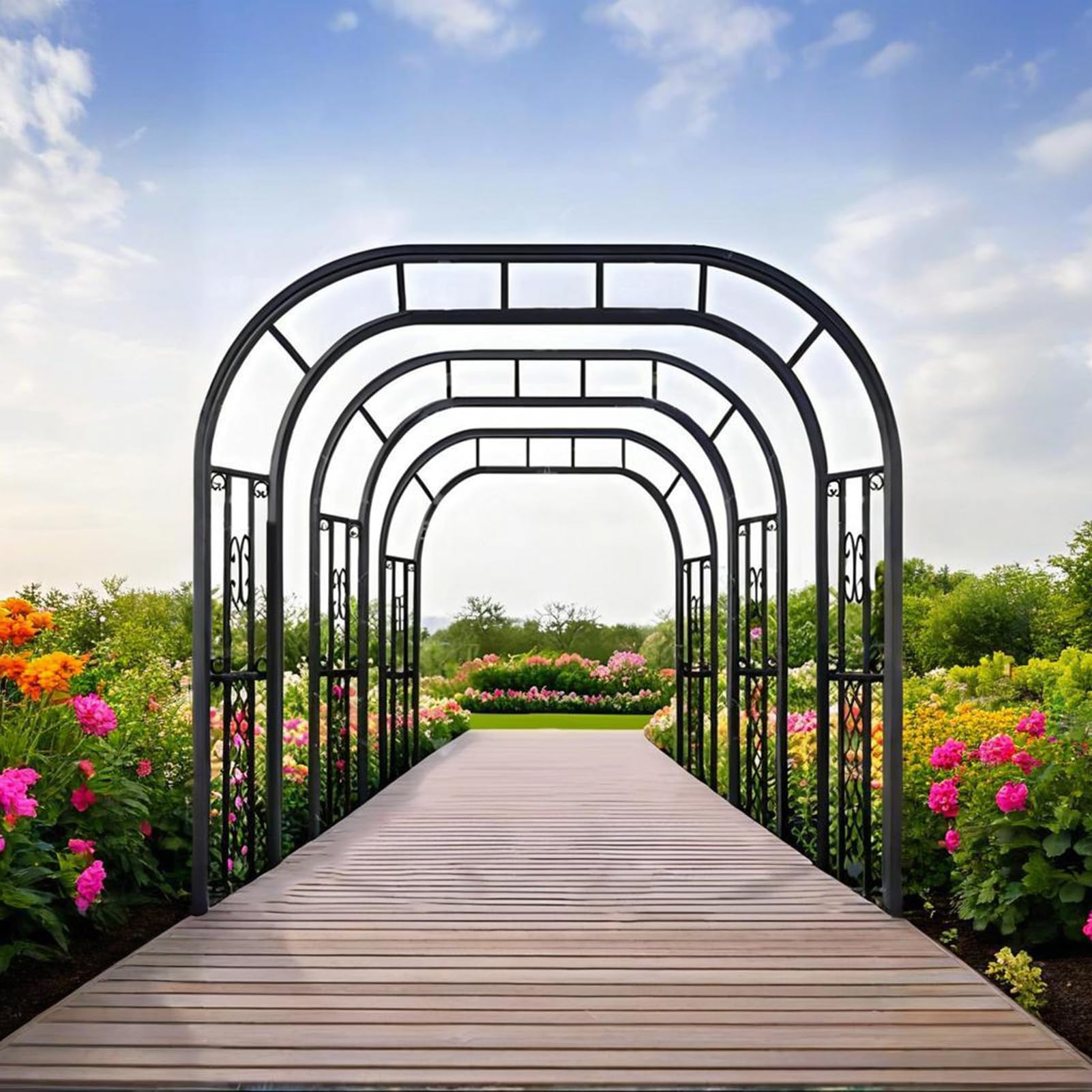 Gartenbogen aus Metall, Rosenbogen 230x140x40 cm, 20 mm Verzinkter Stahlrostfrei, Verstärkte Rankhilfe für Kletterpflanzen, Rosen, Hochzeitsbogen Garten & Outdoor (Schwarz)