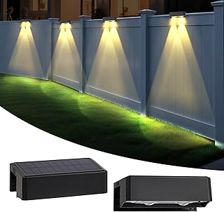 2 Pack Solar Fence Lights Outdoor with 12 Modes LED Lens RGB Color Fixed Changing for Patio, Backyard, Deck, Fence, Railing, Waterproof