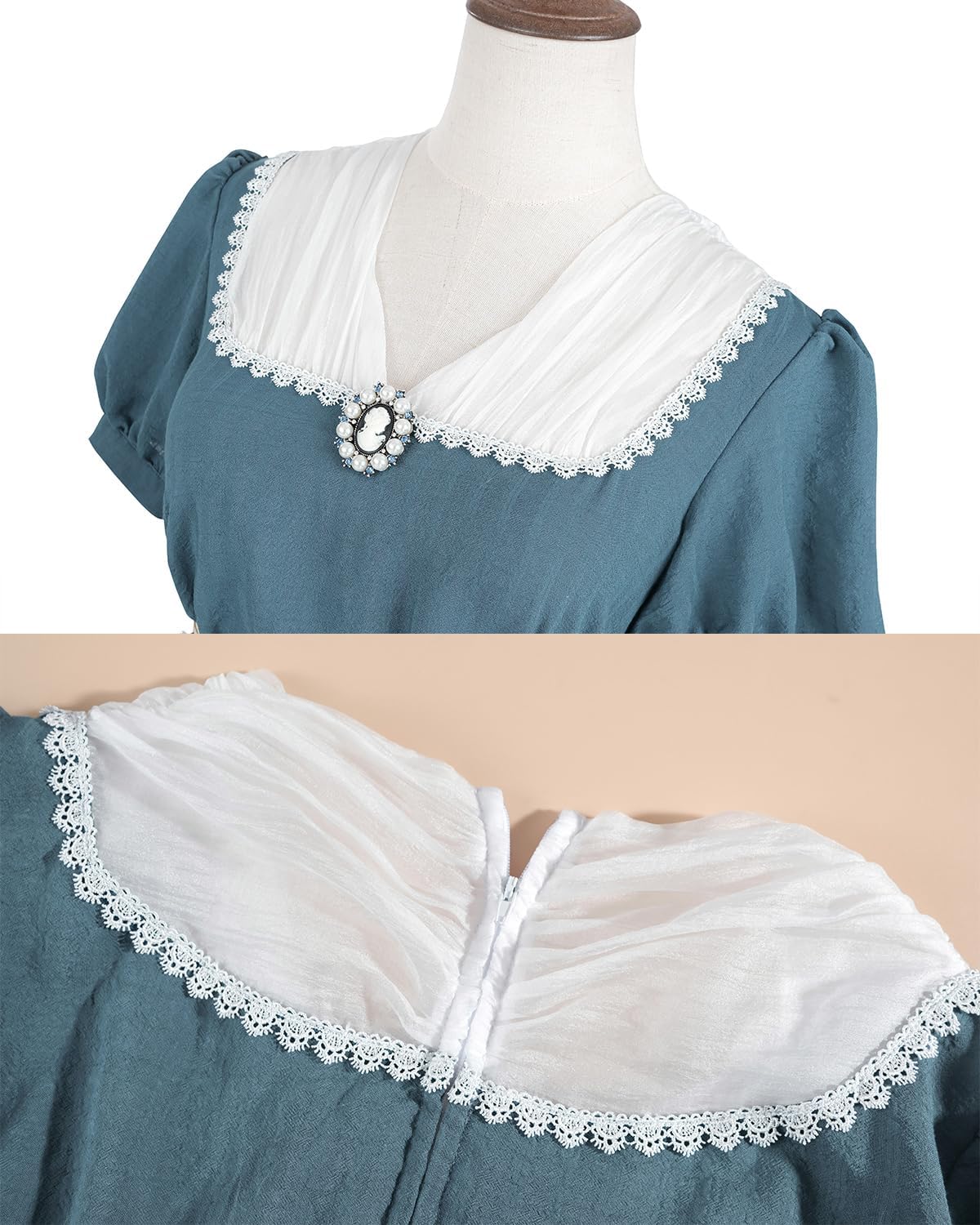 Regency Dresses for Women Short Puff Sleeve Empire Waist Dress 1800s Victorian Dress Ball Gown with Satin Sash