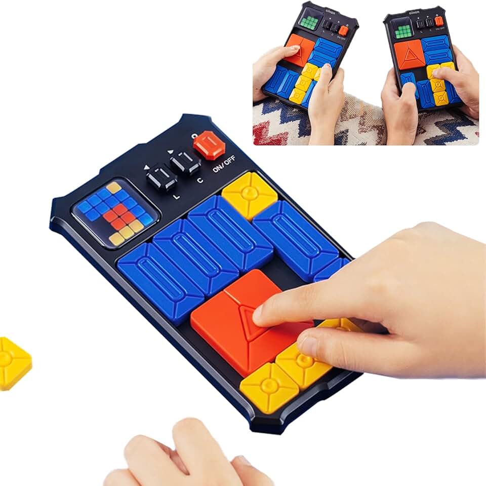 迷你復古遊戲機，不可思議的益智遊戲，LED指示燈，500多個題庫，支持教學和挑戰模式，流暢的手感，勝利自動煙火效果，掌上游戲