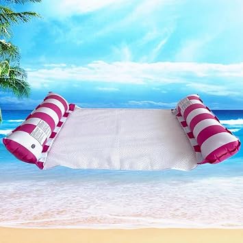 Inflatable Pool Chair – 2 Pack 4-in-1 Multi-Purpose Pool Floats Hammock with Manual Air Pump, Lightweight Pool Inflatables for Adults & Kids, Versatile Water Lounger for Beach, Pool Party