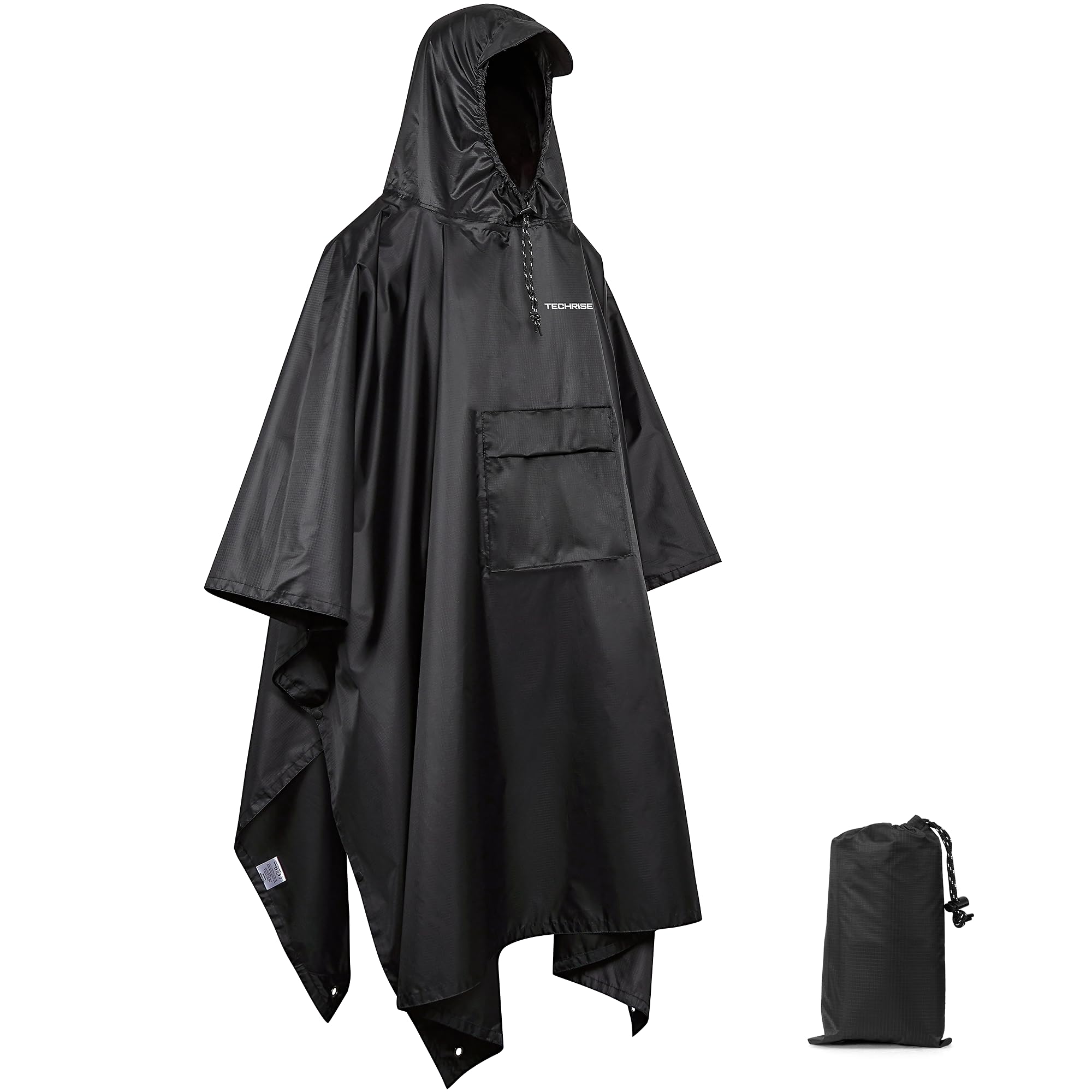 TechRise Poncho de Pluie Imperméable Unisexe à Capuche | Ultra-léger compact en EVA réutilisable, multifonction pour randonnée, camping, pêche et cyclisme