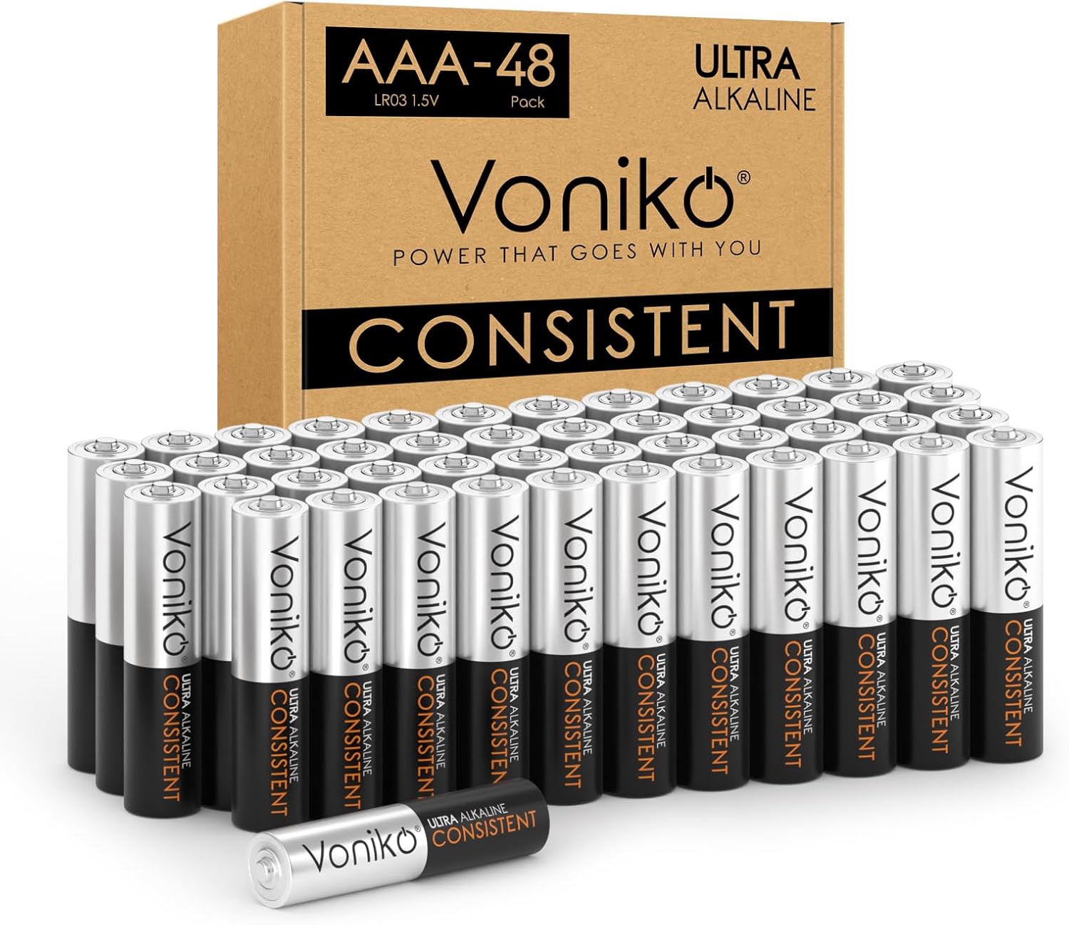Voniko AAA Batteries 48 Pack - Alkaline Triple A Battery - Ultra Long-Lasting, Leakproof 1.5v Batteries - 10-Year Shelf Life