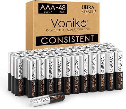 Voniko AAA Batteries 48 Pack - Alkaline Triple A Battery - Ultra Long-Lasting, Leakproof 1.5v Batteries - 10-Year Shelf Life