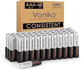 Voniko AAA Batteries 48 Pack - Alkaline Triple A Battery - Ultra Long-Lasting, Leakproof 1.5v Batteries - 10-Year Shelf Life