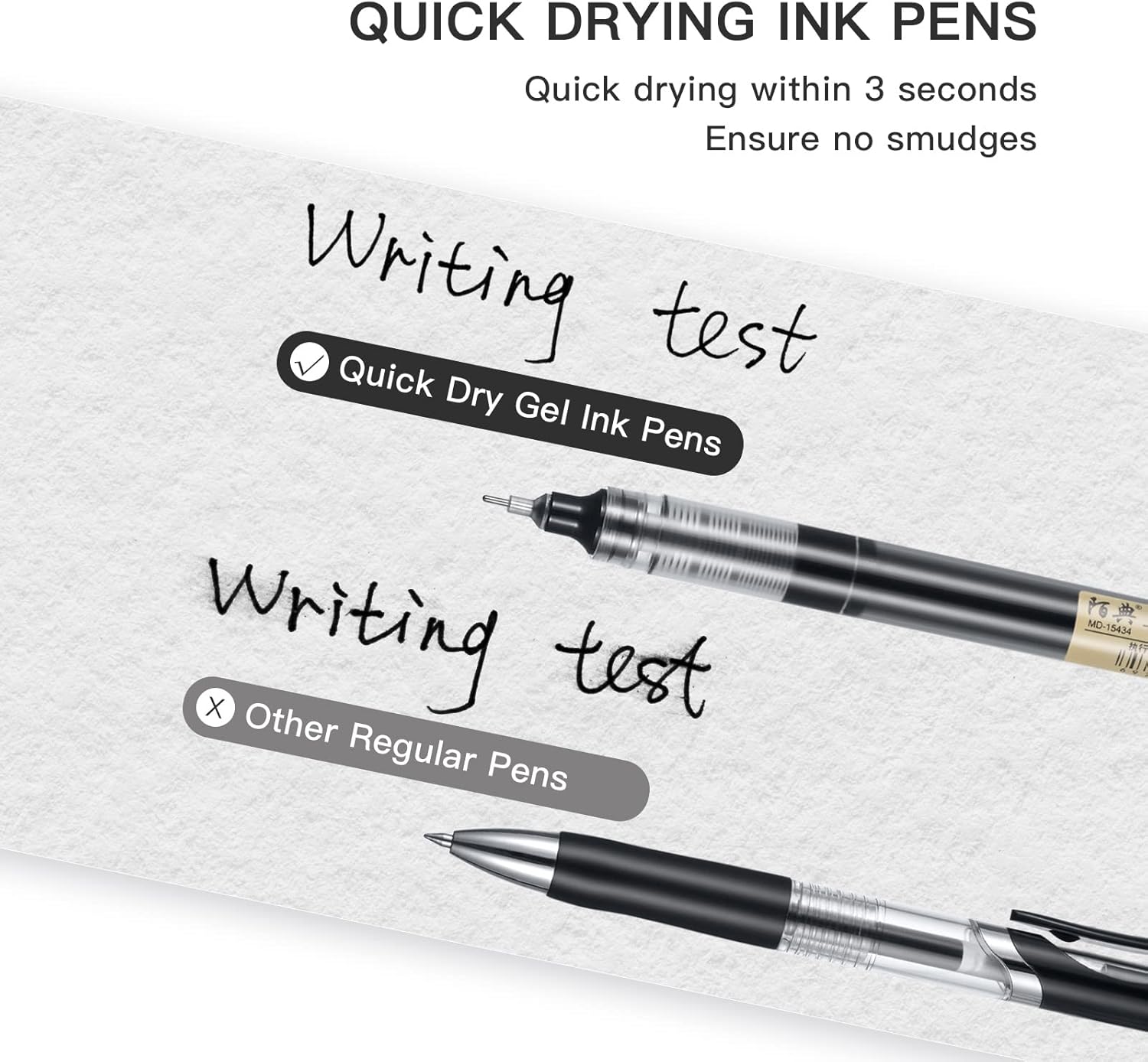 Eeoyu 36 Pack Liquid Ink Rolling Ball Stick Pens, Extra Fine Point 0.5mm Rollerball Pens, Fine Tip Quick-Drying Ink Pen for Writing Journaling Taking Notes Doodling School Office Home (Black) : Office Products