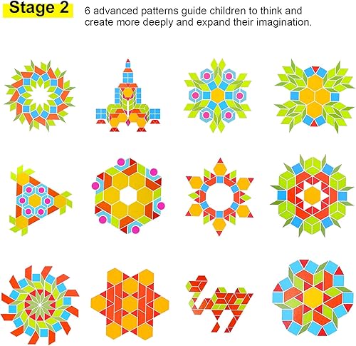Miniatura 4 de 250 bloques de patrón de madera rompecabezas manipulativos de forma geométrica con 30 gráficos de enseñanza juguetes educativos tangram regalo para