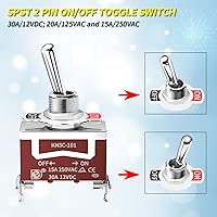 Vista 4 de Joinfworld Interruptor de palanca de 12 V CC 125 V SPST 2 pines impermeable interruptor de palanca marino 12 voltios interruptor de encendido