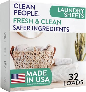 The Clean People Laundry Detergent Sheets - Laundry Soap - Ultra Concentrated, Recyclable Packaging, Stain Fighting - Fresh Scent, 32 Pack