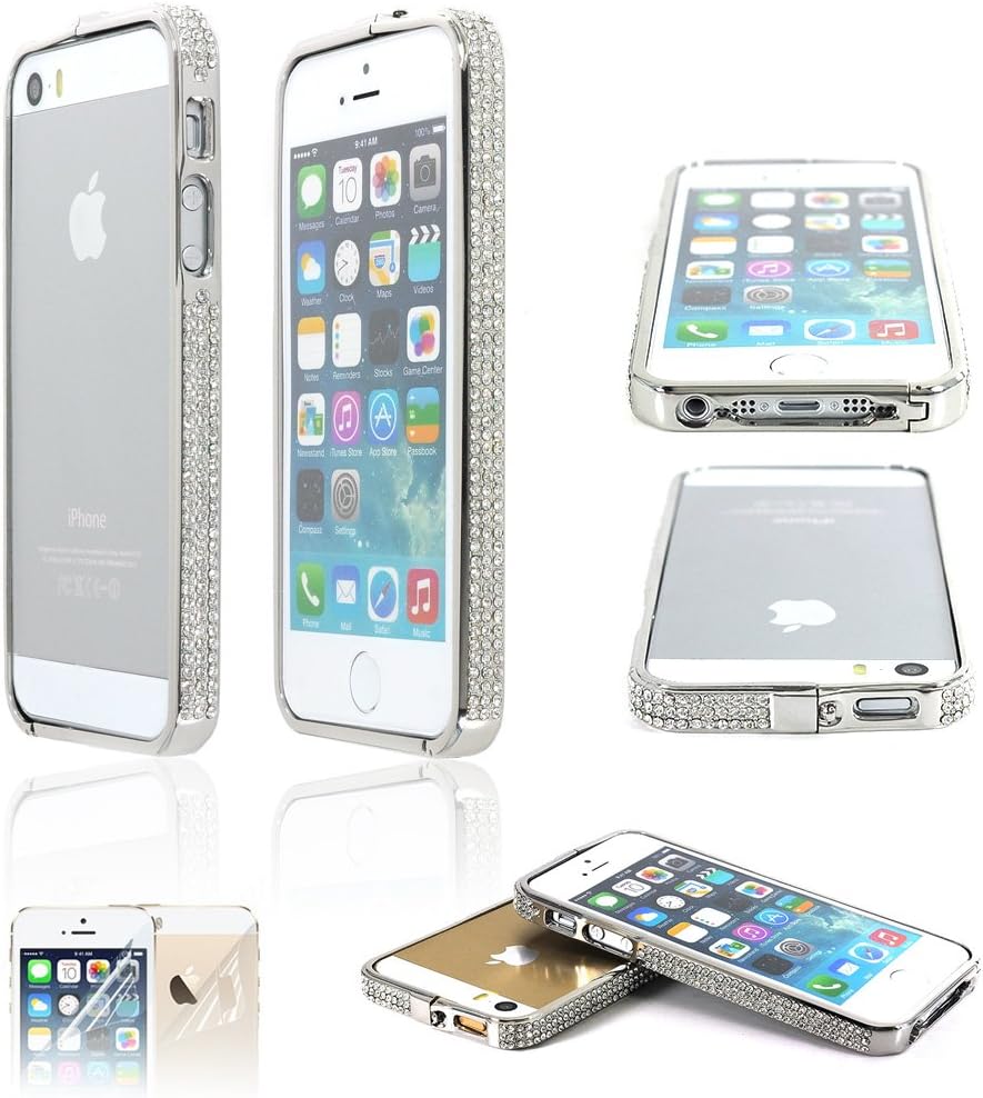 imigen (TM) Elegance Series iPhone 5 and 5S Bumper Frame (Silver with Rhinestones)
