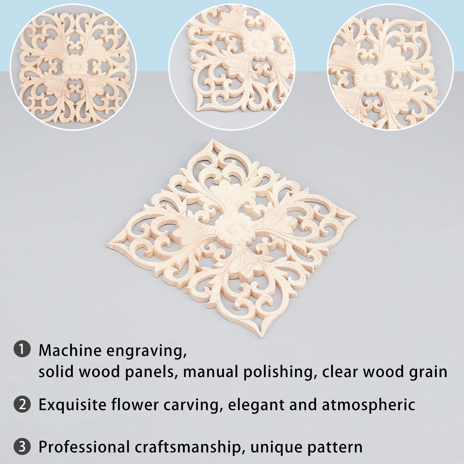 SUPERFINDINGS 5 Applique In Legno Intagliato Fiore – Non Verniciate, 220x60x7 Mm, Per Mobili, Armadi E Porte, Stile Europeo