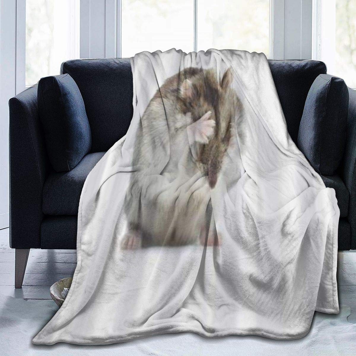Couverture de jet en molleton hamster mignon 75x125cm pour lit et canapé maison