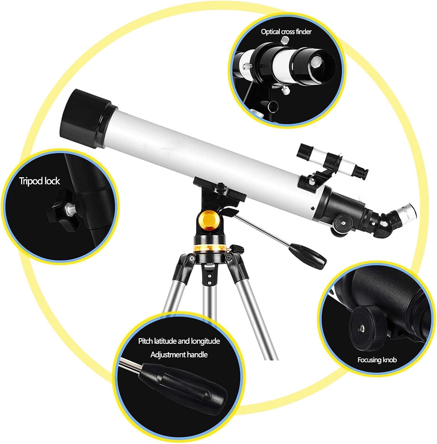 Super Binoculars Astronomical Telescope for Kids 700/70mm Portable Refractor Super Clear Telescope with Adjustable Tripod And Carry Bag for Astronomy Beginners Good Partner To View Landscape And Plan
