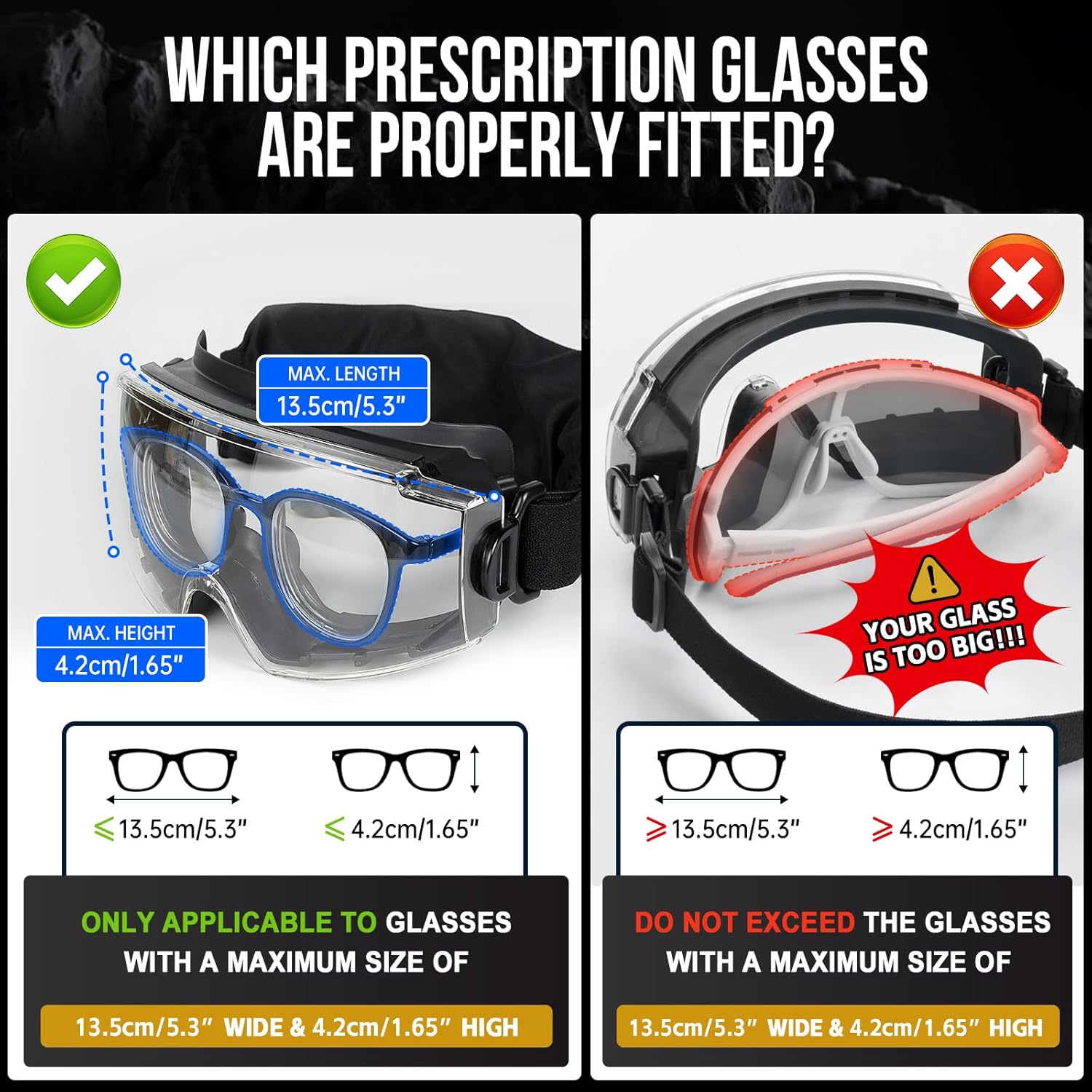 OneTigris Tactical Goggles Over Glasses, Anti Fog Tactical Eyeglasses, Safety OTG Goggles Protection with Interchangeable Len - Image 2