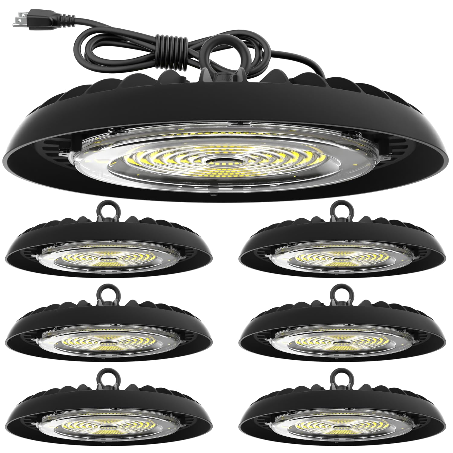 Sunco 6 Pack UFO LED High Bay Light, 200W, 28000 Lumens, 5000k Ultra Bright Commercial Shop Lights for Warehouse, Factory, Workshop, Garage & Barn, Ceiling Mount, 120V, Plug & Play, UL