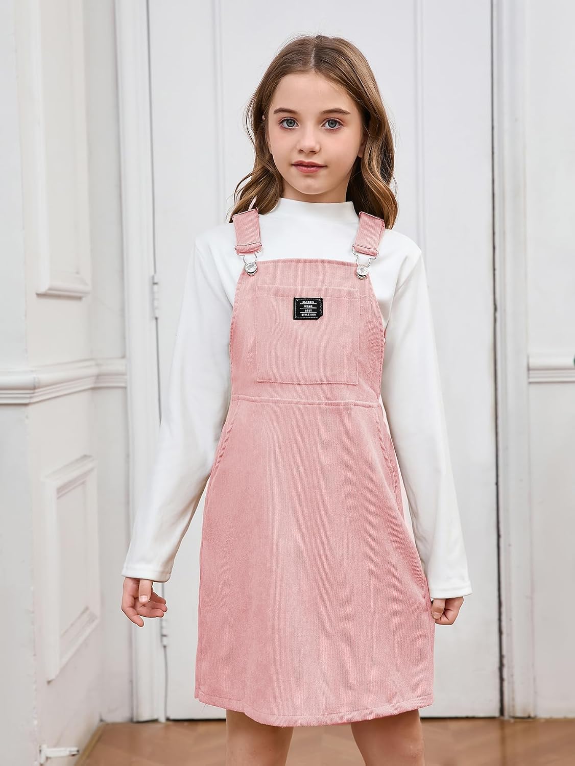 Milumia Girl Corduroy Crisscross Overall Dress with Pocket