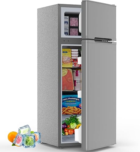 Mini refrigerador de 4.5 pies cúbicos con congelador, refrigerador compacto de 2 puertas, refrigerador pequeño con termostato ajustable de energía,