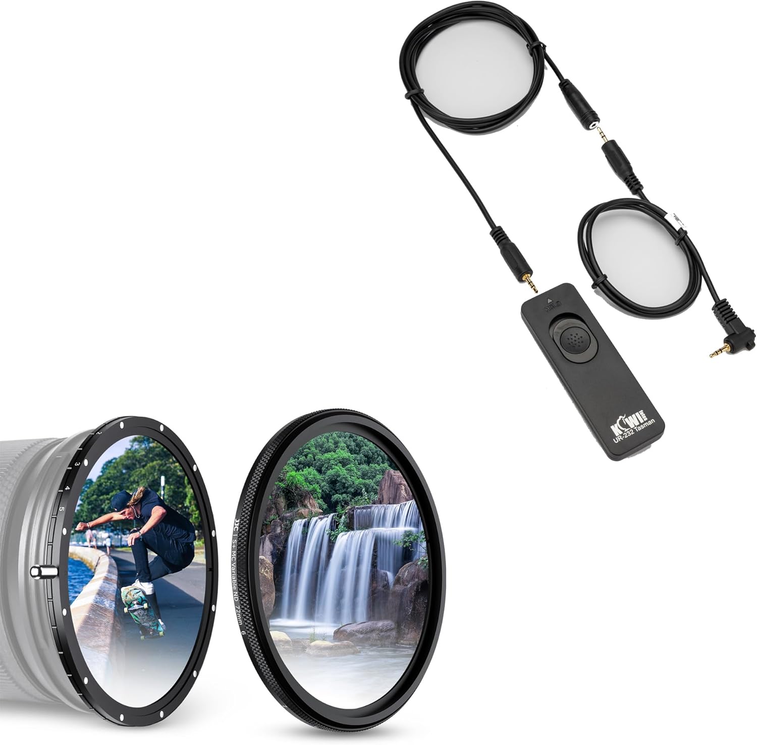 RS-60E3 Remote Switch Shutter Release Cord & 58mm True Color Variable ND Filter ND2.5-1000 (1-10 Stops) for Canon EOS Rebel T7 T6 T8i T7i T6i T6s T5i SL3 90D 80D Camera with EF-S 18-55mm Kit Lens