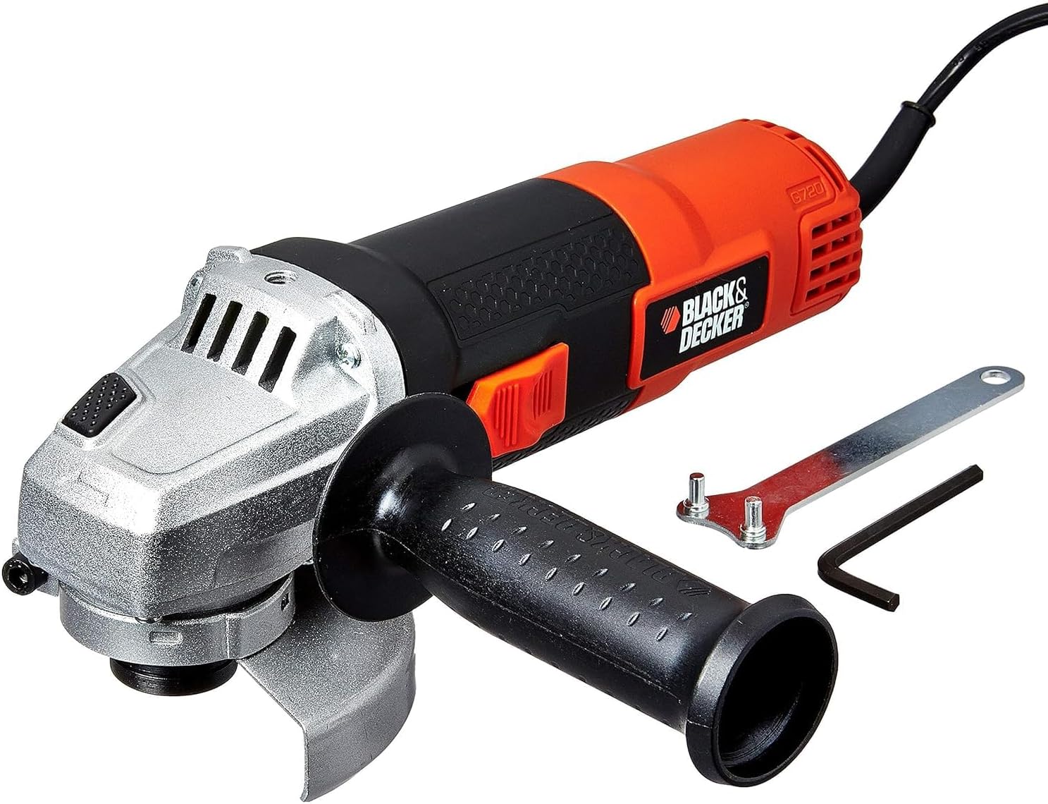 - G720R-IN,820 Watts, 4 inch (100mm), Angle Grinder (Corded) for Grinding, Polishing and Cutting with Spindle Lock and Slide Switch, 1 Year Warranty (SIDE HANDLE INCLUDED)