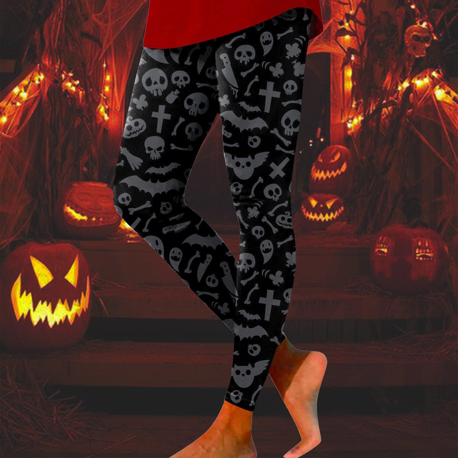 Damen-Leggings mit Halloween-Grafik, sexy Halloween-Geist-Scrunch-Strumpfhose, Yoga-Hose, trendige Halloween-Kostüme, schmale, hohe Taille, Bauchkontrolle, lässig, athletisch mit Designs,