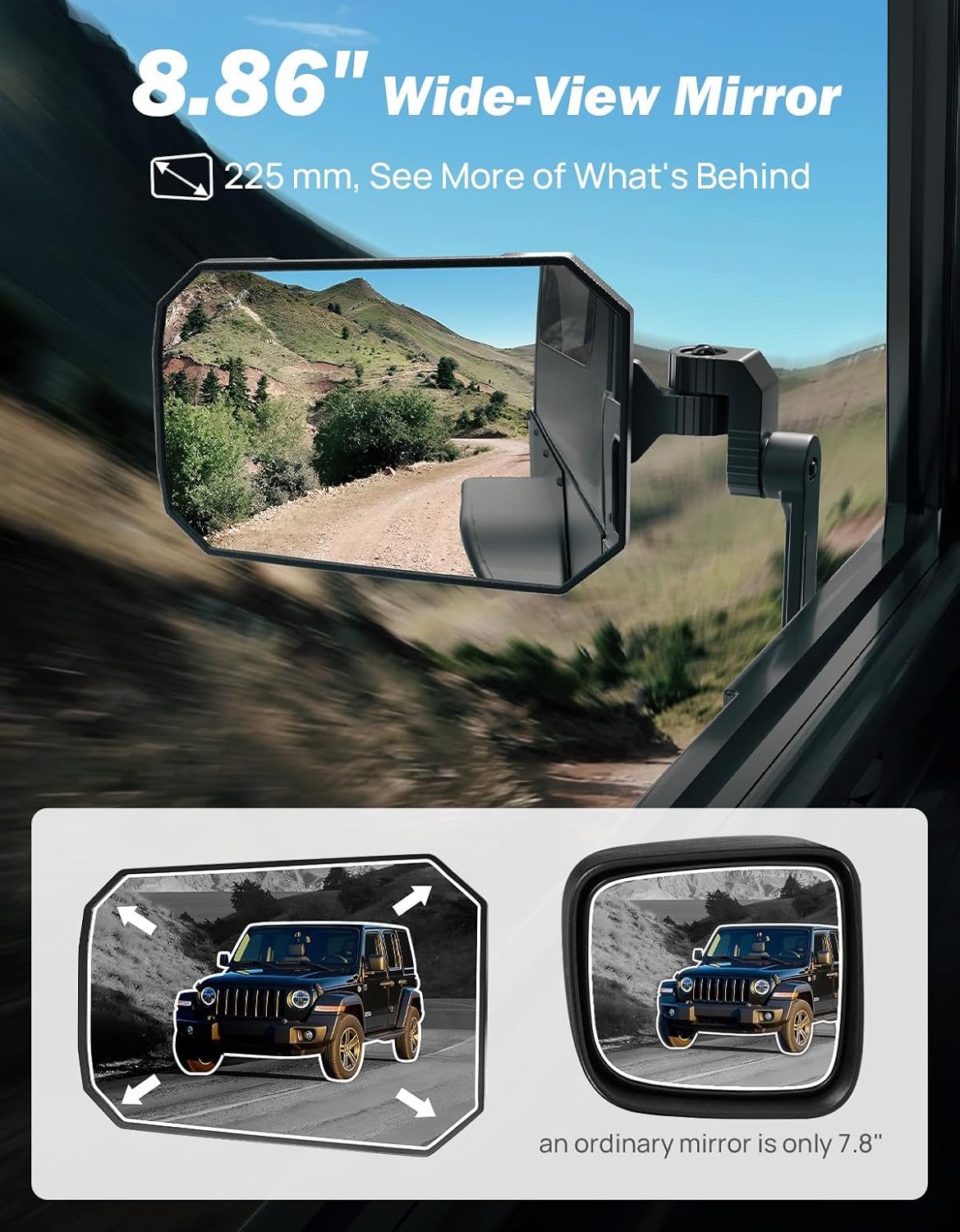 JOYTUTUS Wrangler Side Mirrors Replacement Compatible with 1987-2006 Wrangler YJ TJ, US Flag Pattern Wrangler TJ Side Mirrors, Wider View No Vibrate & Wobble