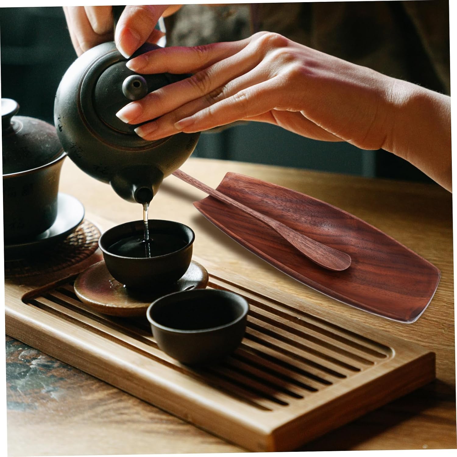 KICHOUSE Gongfu Tea Set Tea Ceremony Tools Spoon for Women Party Utensils Holder