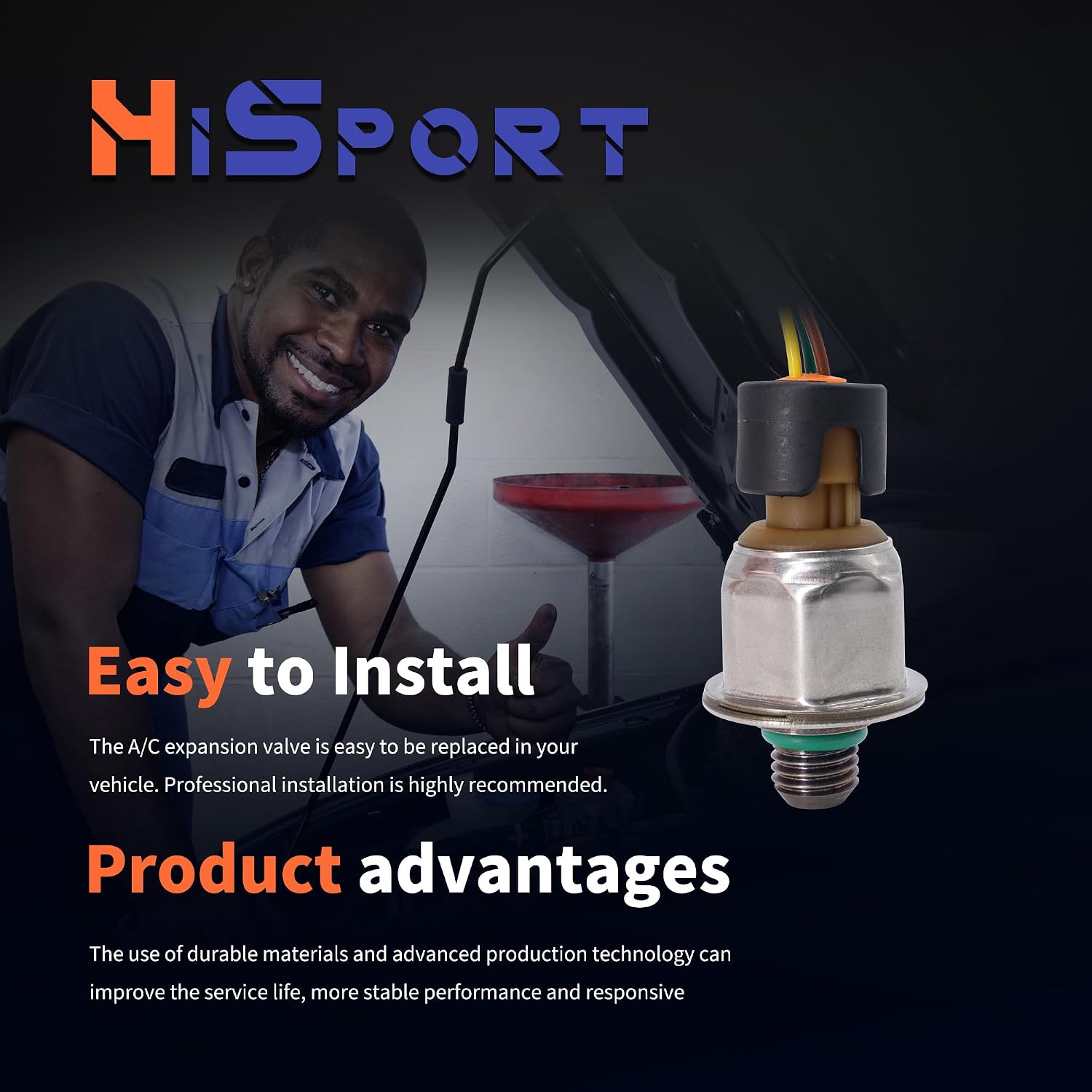 HiSport Fuel Injector Pressure Sensor ICP Sensor 1845536C91 3PP6-8 1845536 Compatible with Navistar MAXXFORCE DT466E DT570 2004-2007
