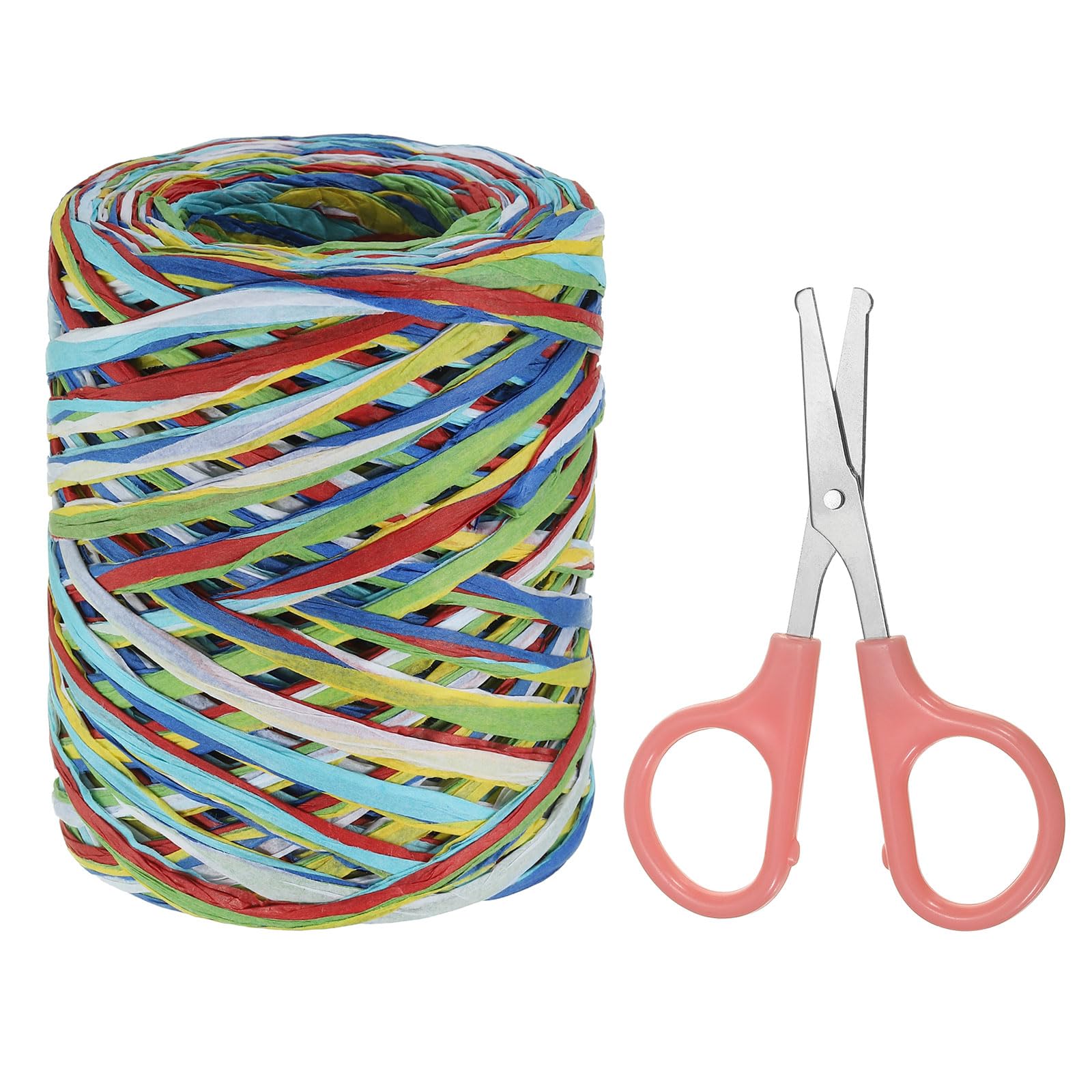PATIKIL Raffia Paper Craft Ribbon Assortment Kit, Natural Raffia String with Scissor for Gifts Flower Bouquets, Decoration