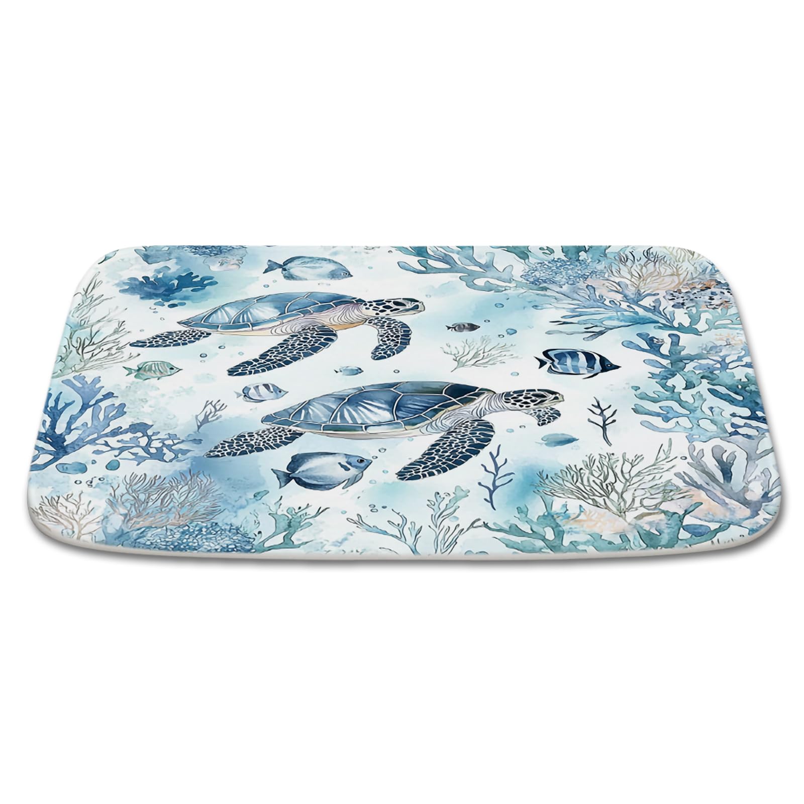 TheBlackSpot Sea Turtle Bathroom Rugs Coral Reef Fish Design Bath Mat Non Slip Ocean Theme Mats Soft Imitation Cashmere Door Rug with Rubber Backing