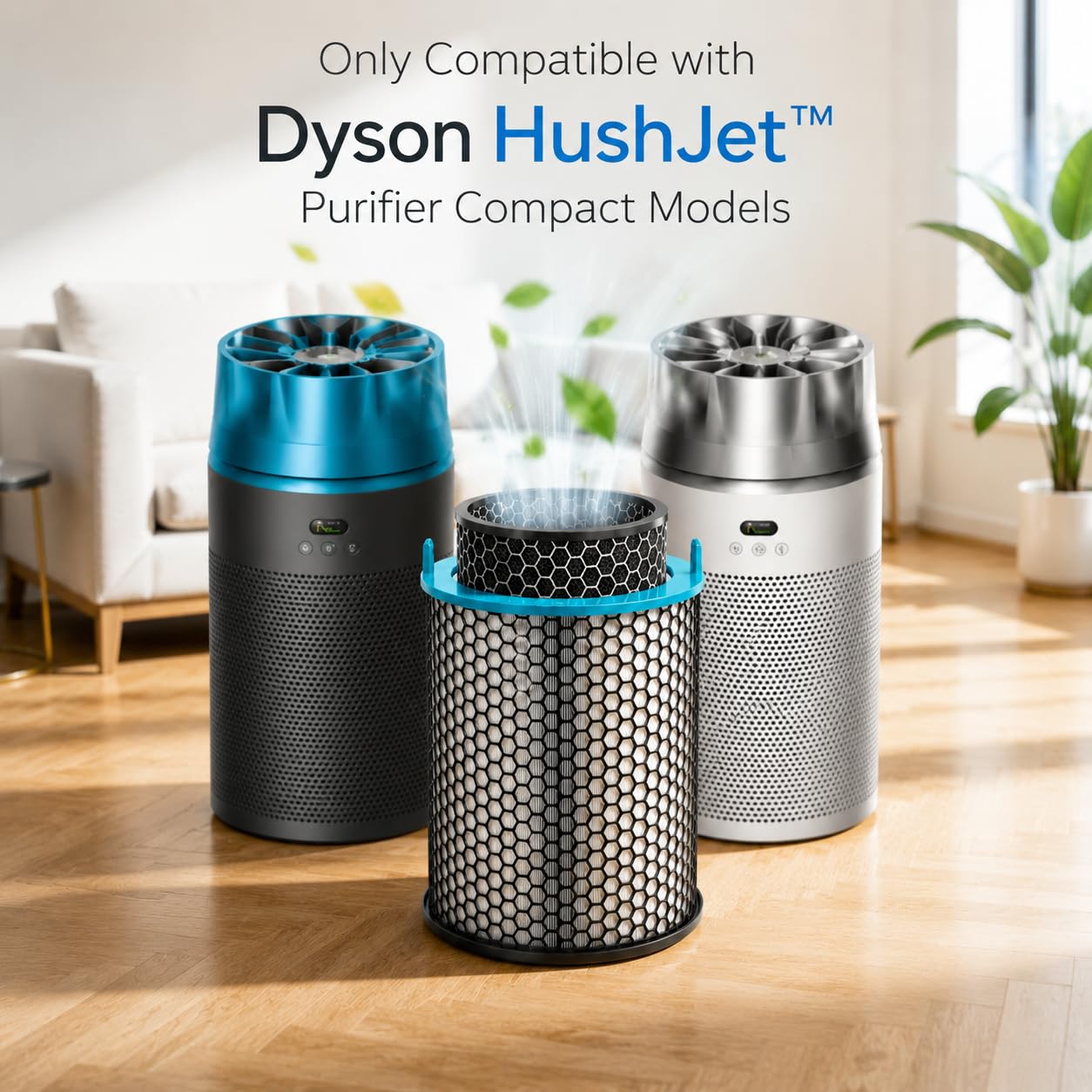 HJ10 Ersatzfilter kompatibel mit Dyson HushJet SP01 Luftreiniger, kompakter, leiser Luftreiniger, 360° True HEPA elektrostatischer & Aktivkohle, Dual-Layer-Filter für Tierschuppen und große Räume