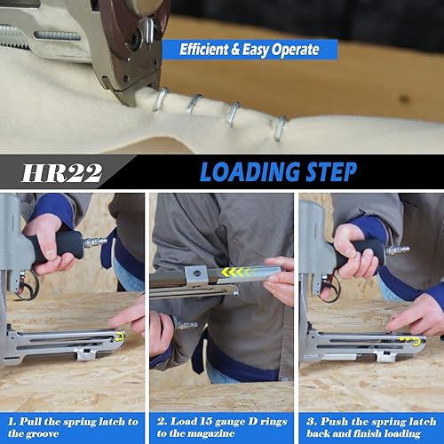 Miniatura 6 de WOODPECKER HR-22 - Pistola neumática de anillo en D calibre 15, alicates de anillo de cerdo con bozal afilado, similar a TR203, HR 60-22 Hog Ring