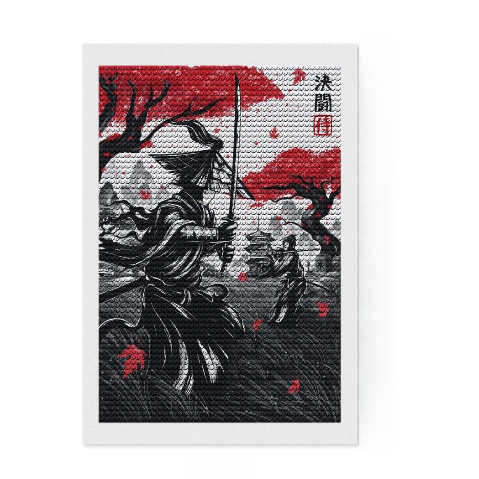 Junmoney Japanese Duel Ink Wash Diamond Art Kit 8"x12", Home Decoration, Relaxing DIY, Modern Decor, Holiday Gift Idea, Creative Gift Idea