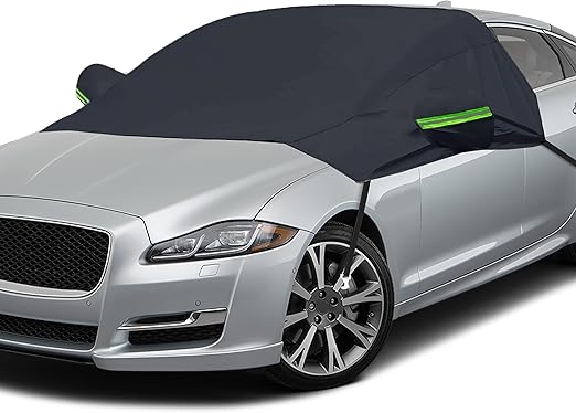EcoNour Car Windshield Cover for Ice and Snow, Windshield Snow Cover with Side Mirrors Cover for Snow, Ice, UV Fits Most Cars, Trucks, Vans, SUVs, Black