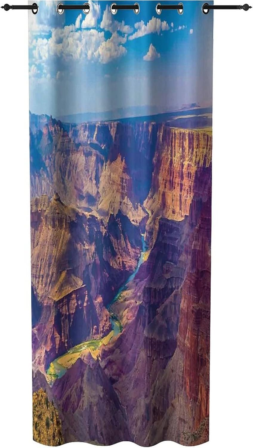 Decorative Door Curtain for Doorway Privacy, Canyon Decor Blackout Doorway Curtain Grommet Window Curtain, Aerial View of Epic Grand Canyon Activity Print Room Divider Curtain, 1 Panel,39 x 78 inches