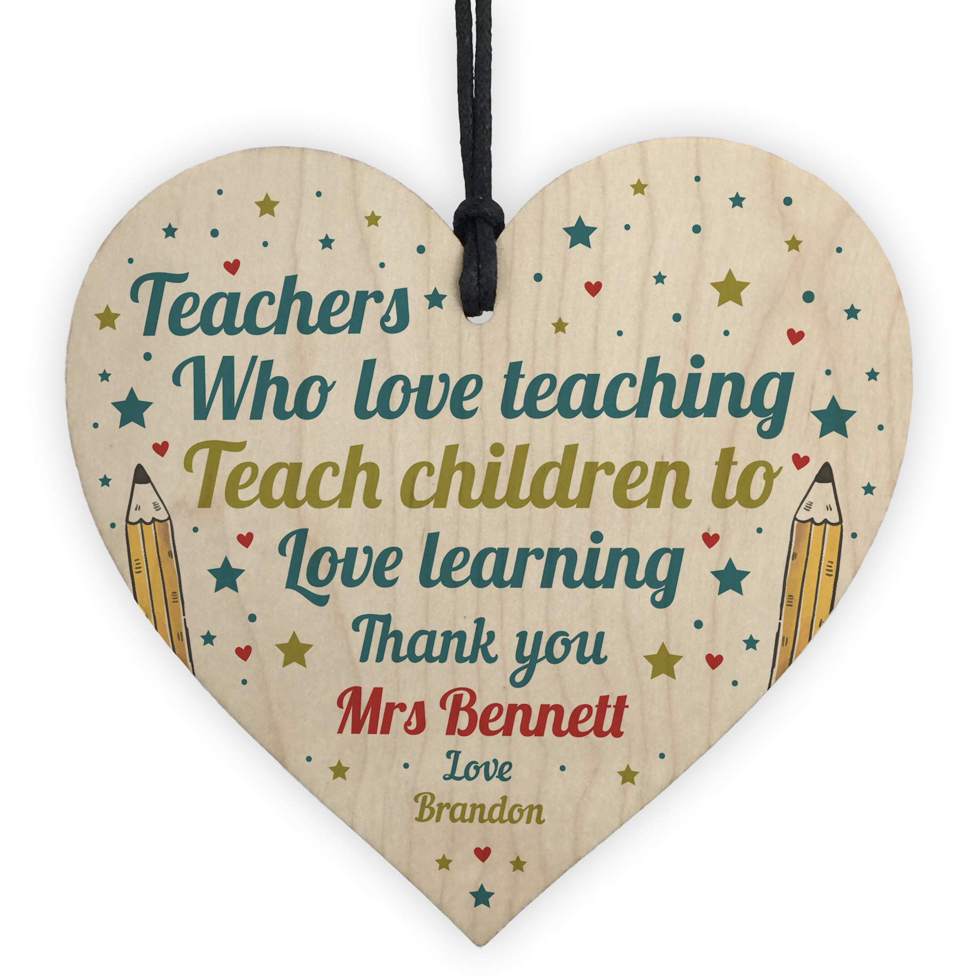RED OCEAN Personalised Best Teacher Gift Thank You Wooden Heat Leaving Assistant TA Gift