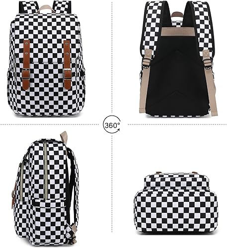 Miniatura 10 de Mochila para laptop para mujeres y niñas, mochila escolar universitaria de 15.6 pulgadas, mochila informal de viaje, negro (Daisy Black), Mochilas