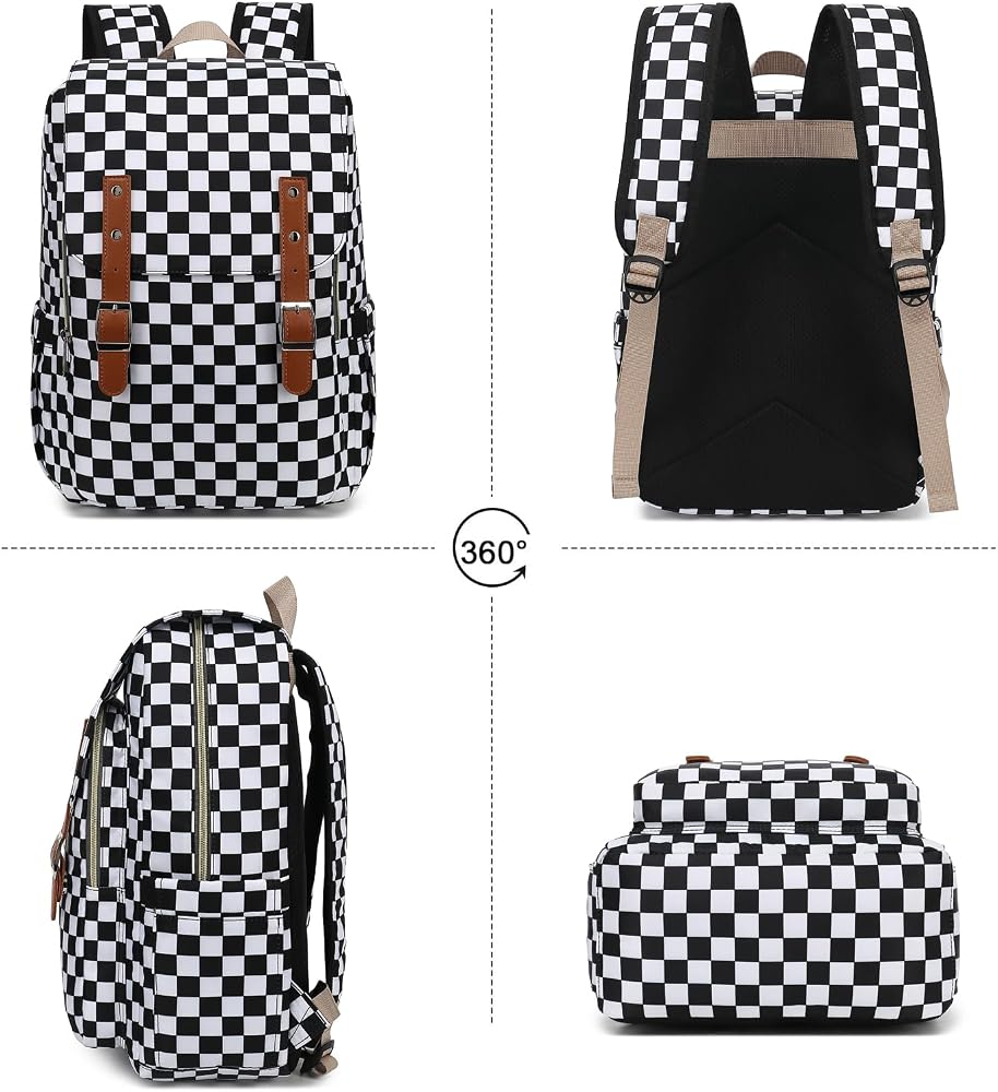Amazon.com: Checkered Laptop Backpack for Women Girls, 15.6  display picture 2