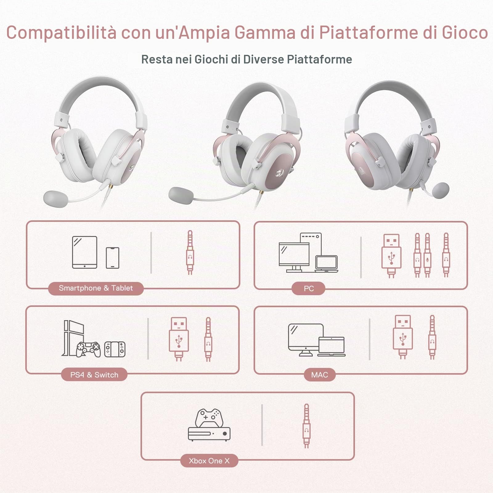 Redragon H510 Zeus Cuffie Gioco Cablato 7.1 Memory Foam | cuffie gioco cablate audio 7.1 surround cuscinetti memory foam microfono rimovibile multipiattaforma PC PS4 Xbox NS